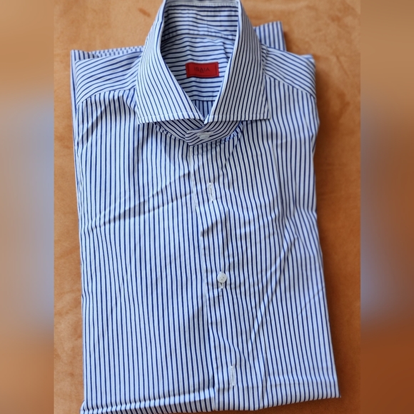 Isaia 42/16.5 blue/white pinstripe - Picture 3 of 3